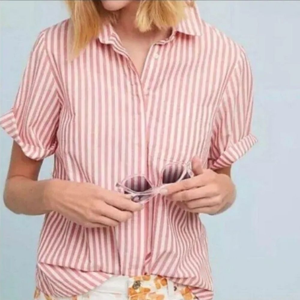 Isabella Sinclair Wellesley Striped Top XS Red White Anthropologie